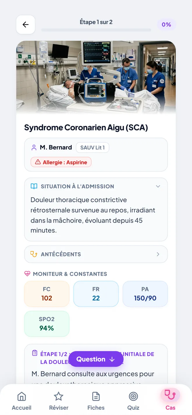 Un cas clinique : M. Bernard, syndrome coronarien aigu, avec ses constantes